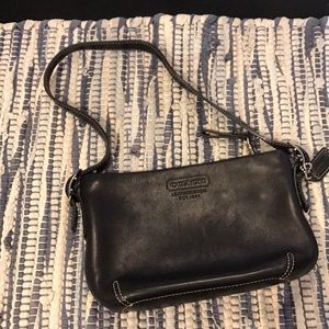 Coach black leather mini purse